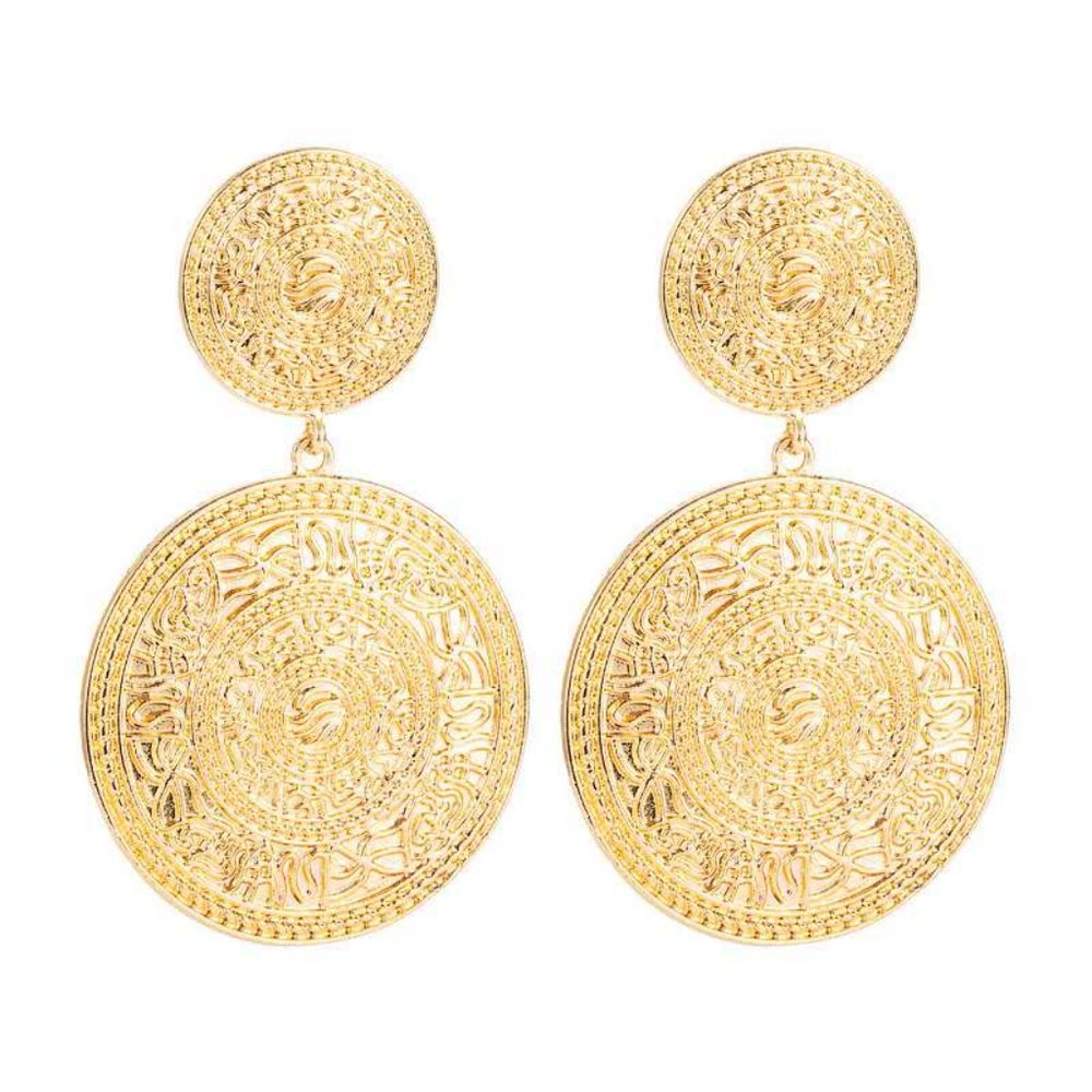 Gold Plated Earrings Alloy Round Geometric Pattern
